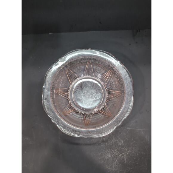 Hazel Atlas Royal Lace Pink Glass Bowl, Depression Glass Fruit Bowl 10", Vintage - Picture 2 of 9